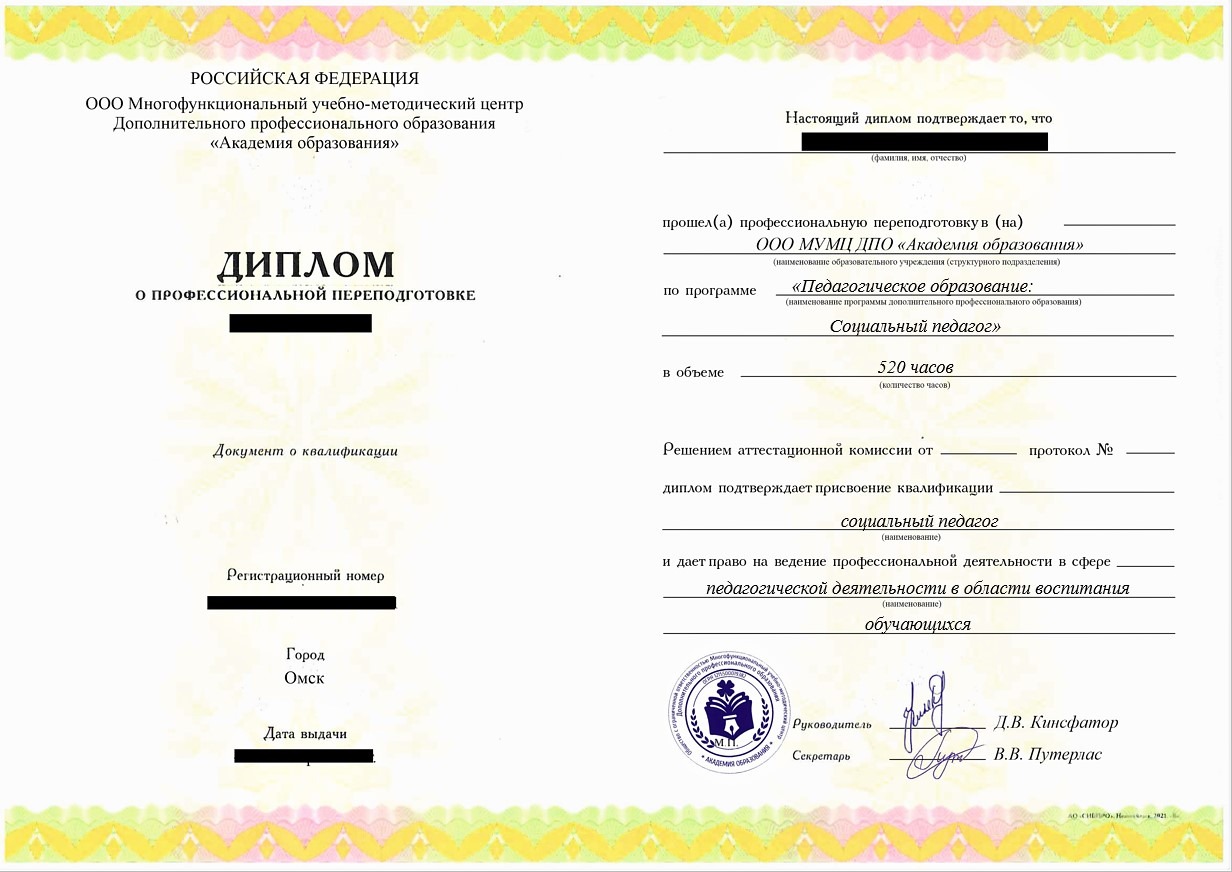 ПП Педагогическое образование Социальный педагог, 520